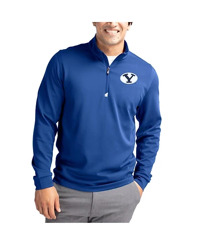 Cutter & Buck Men's Blue Byu Cougars DryTec Traverse Stretch Eco Tri-Blend Quarter-Zip