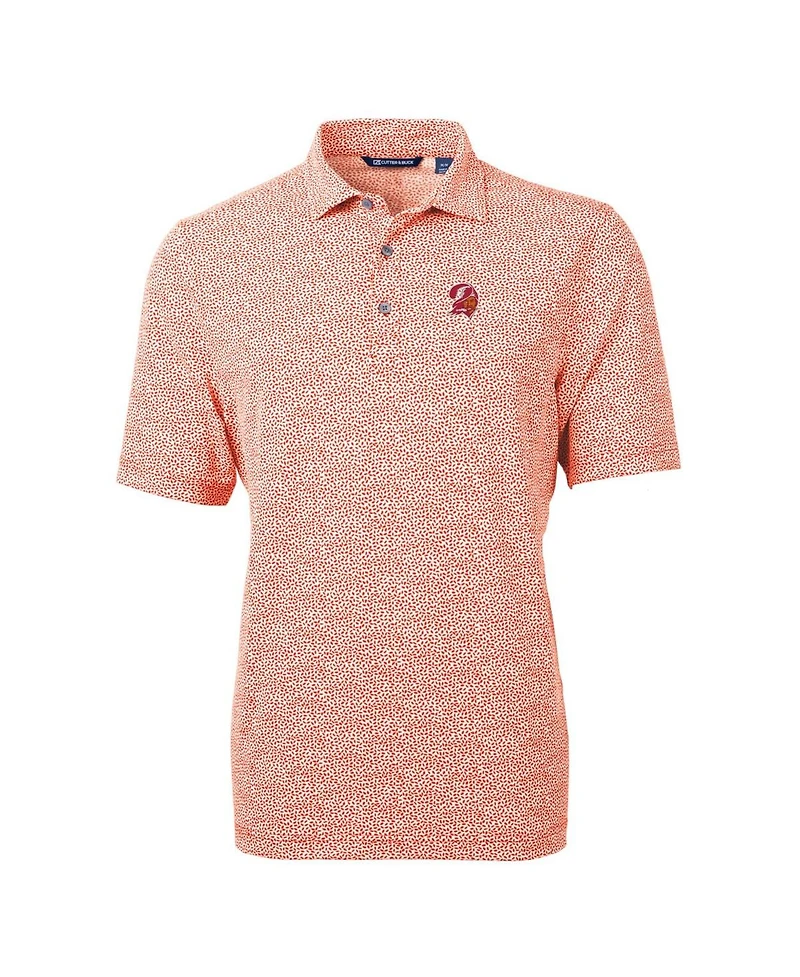 Cutter & Buck Men's Orange Tampa Bay Buccaneers Throwback Logo Virtue Eco-Pique Botanical Polo Shirt