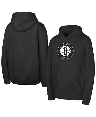 Outerstuff Big Boys and Girls Black Brooklyn Nets Logo Fleece Hoodie