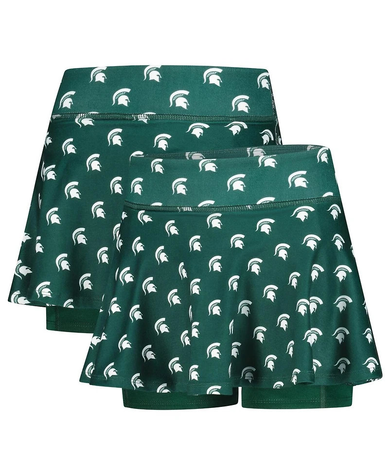 ZooZatz Big Girls Green Michigan State Spartans All-Over Print Tennis Skort