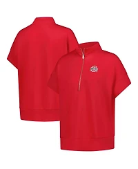 ZooZatz Women's Scarlet Ohio State Buckeyes Tri-Blend Quarter-Zip Flowy Top