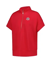 ZooZatz Women's Scarlet Ohio State Buckeyes Tri-Blend Quarter-Zip Flowy Top
