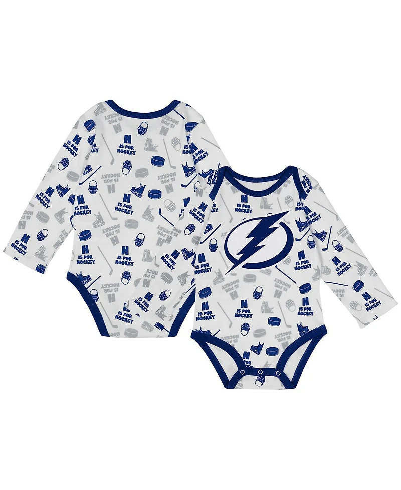 Outerstuff Baby Boys and Girls White Tampa Bay Lightning Quick Learner Long Sleeve Bodysuit