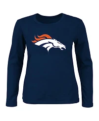 Fanatics Women's Navy Denver Broncos Plus Scoop Neck Long Sleeve T-Shirt