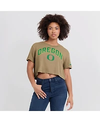 Nike Women's Tan Oregon Ducks Athletic Prep Arch Dri-fit Cropped T-Shirt