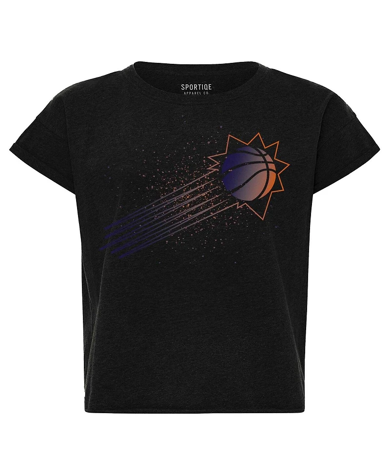Sportiqe Women's Black Phoenix Suns Cropped Genuine Issue Collection Alana T-Shirt