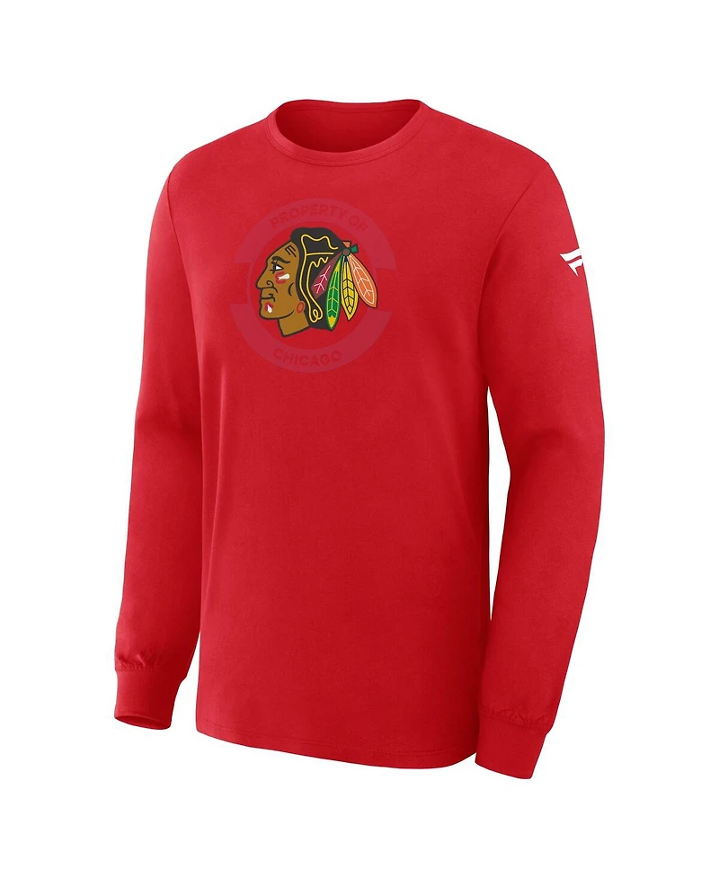 Fanatics Men's Red Chicago Blackhawks Authentic Pro Property Of Practice Long Sleeve T-Shirt