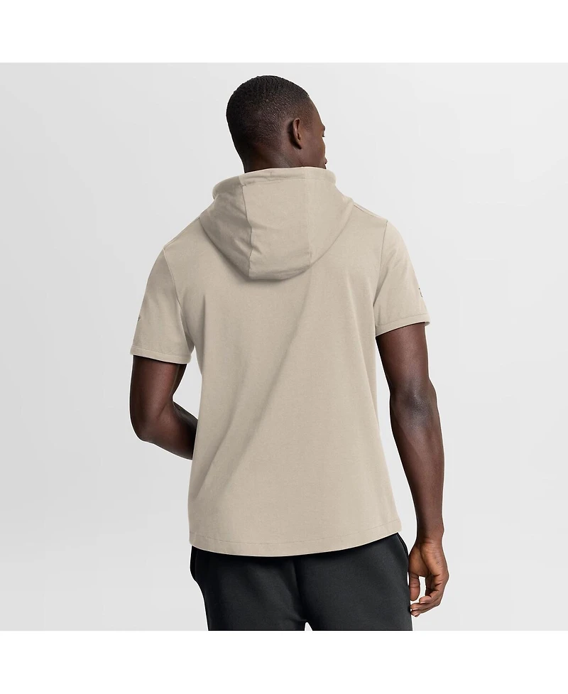 Fanatics Men's Tan Detroit Red Wings Authentic Pro Road Short Sleeve Hoodie