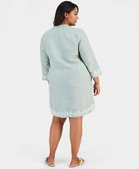 Charter Club Plus Y-Neck Corded Trim Mini Dress, Macy's Exclusive