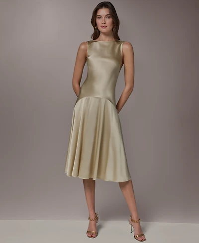 Donna Karan New York Women's Sleeveless Boat Neck Midi Dress