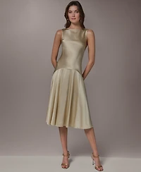 Donna Karan New York Women's Sleeveless Boat Neck Midi Dress