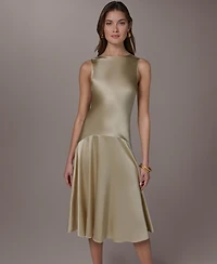 Donna Karan New York Women's Sleeveless Boat Neck Midi Dress