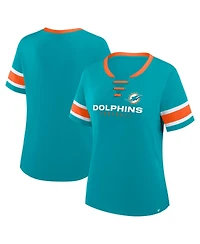 Fanatics Women's Aqua Miami Dolphins Redzone Draw Play Athena Lace-Up T-Shirt