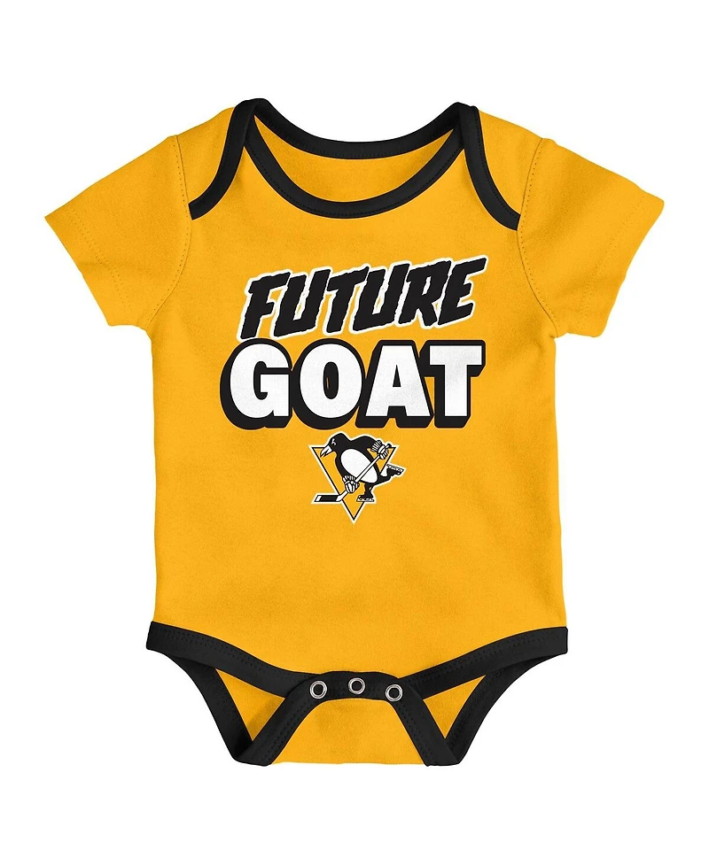 Outerstuff Newborn 3-Pack Pittsburgh Penguins Loyal Buddies Bodysuit Set