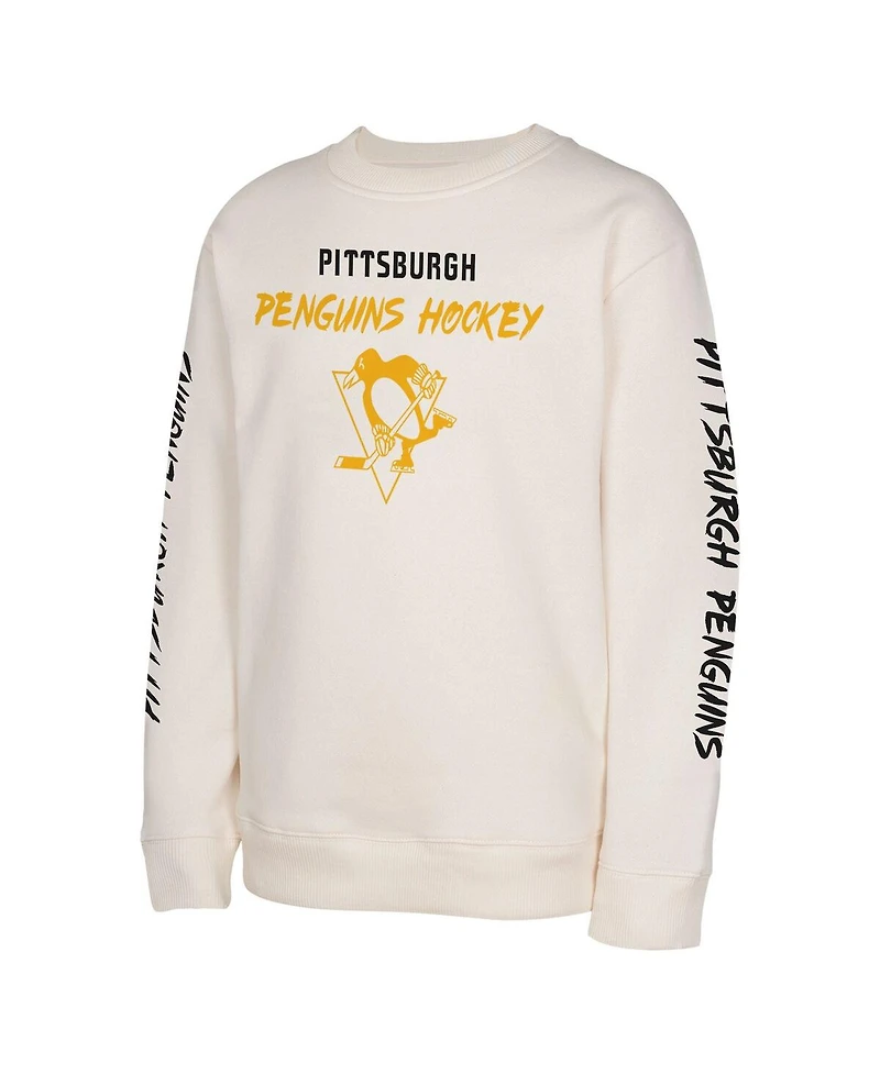 Outerstuff Big Boys and Girls Cream Pittsburgh Penguins Star Power Pullover Sweatshirt