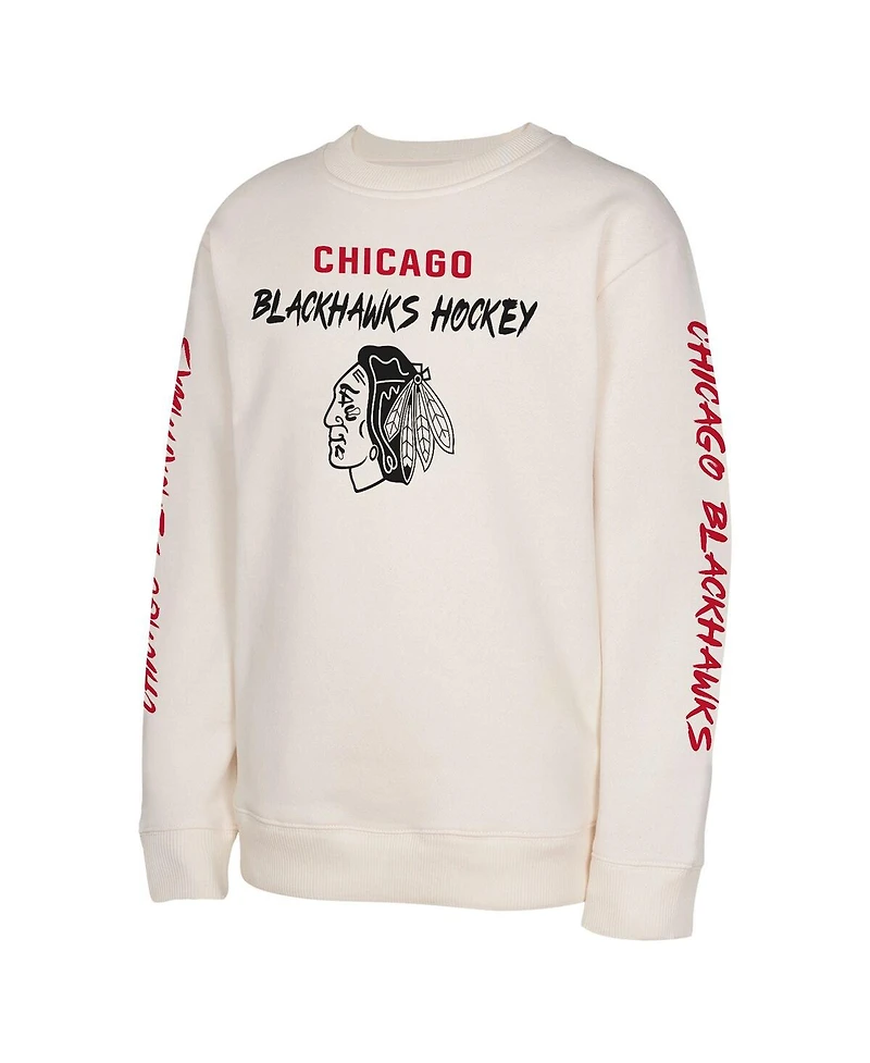 Outerstuff Big Boys and Girls Cream Chicago Blackhawks Star Power Pullover Sweatshirt