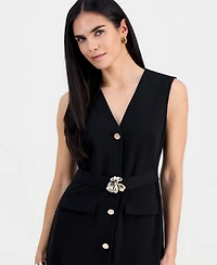 Connected Petite Belted Sleeveless Dress