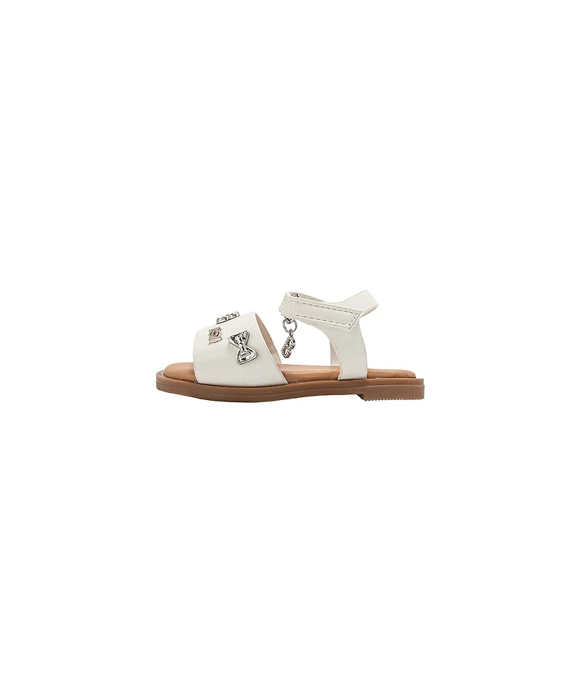 Bebe Little Girls Girl's Fashion Sandals – Dressy Shoes with Decorative Metal Charm