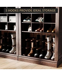 Gaomon 10 Tier Shoe Storage Cabinet, Freestanding Wooden Shoe Rack with Cubbies, Tall Farmhouse Shoe Organizer for Entryway or Mudroom