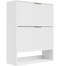 Gaomon 31.5'' Entryway Shoe Cabinet with 2 Flip Drawers, Slim Freestanding Wooden Shoe Storage Organizer for Foyer or Hallway