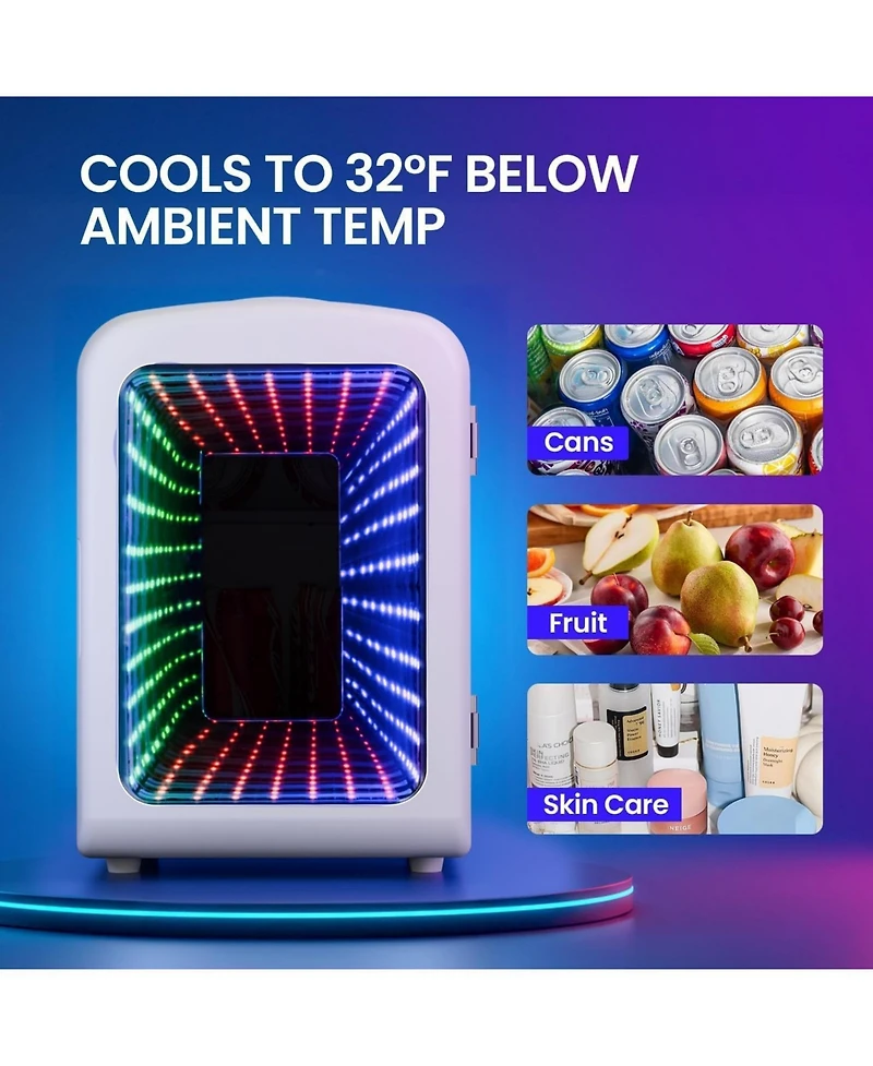 Antarctic Star 4L Portable Mini Fridge with Vibrant Led Gaming Lights