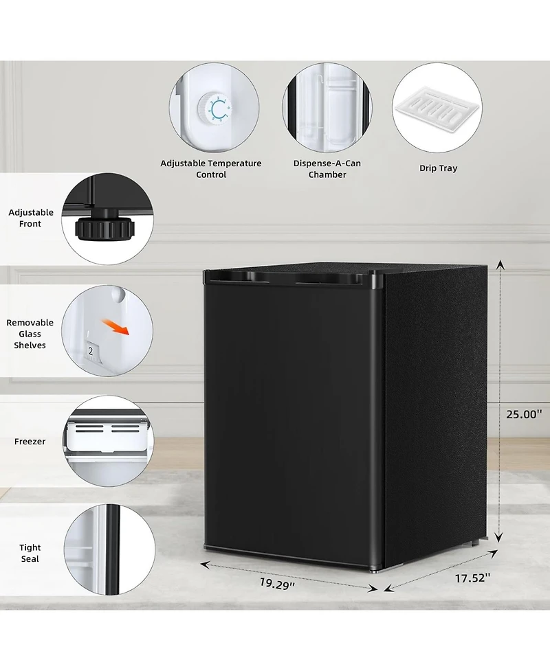 Antarctic Star 2.5 Cu. Ft. Compact Refrigerator with Chiller Compartment