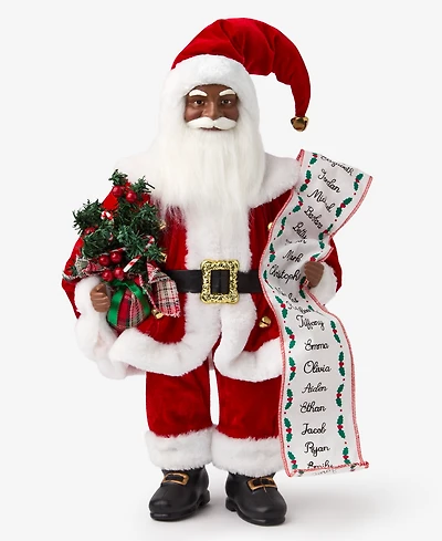 Holiday Lane Heritage African American Standing Santa with Tree and List, Macy's Exclusive
