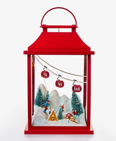 Holiday Lane Heritage Led Metal Lantern with Snowy Scene Decor, Macy's Exclusive