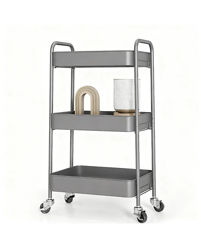 Yigii Metal Rolling Cart with Wheels for Kitchen, Bathroom, & More - Easy Assembly, Durable