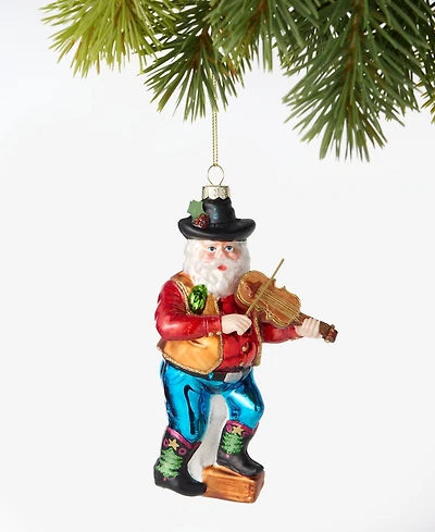 Holiday Lane Texas Glass Cowboy Santa Ornament, Macy's Exclusive