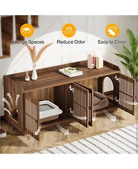 Tribesigns 2 Cats Litter Box Enclosure, 55.1-Inch Extra Large Hidden Litter Box Furniture