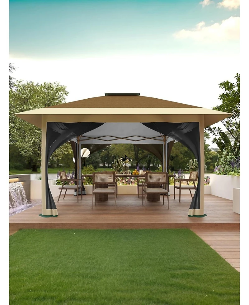 gaomon 13x13 Ft Gazebo Tent Outdoor Pop Up Canopy with Netting, Adjustable Height Instant Gazebos