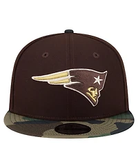 New Era Men's Dark Brown New England Patriots Burnt Wood Camo 9FIFTY Snapback Hat