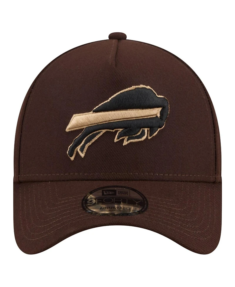 New Era Men's Dark Brown Buffalo Bills Burnt Wood A-Frame 9FORTY Adjustable Hat
