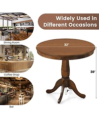Gymax 32" Round Pedestal Dining Table Kitchen Dining Room