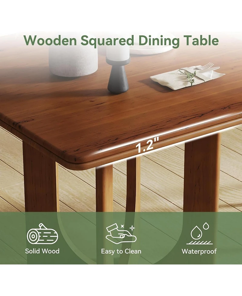 Tribesigns Wooden Square Dining Table for 2-4 People, Small Dinner Table for Dining Room, Kitchen, Small Space