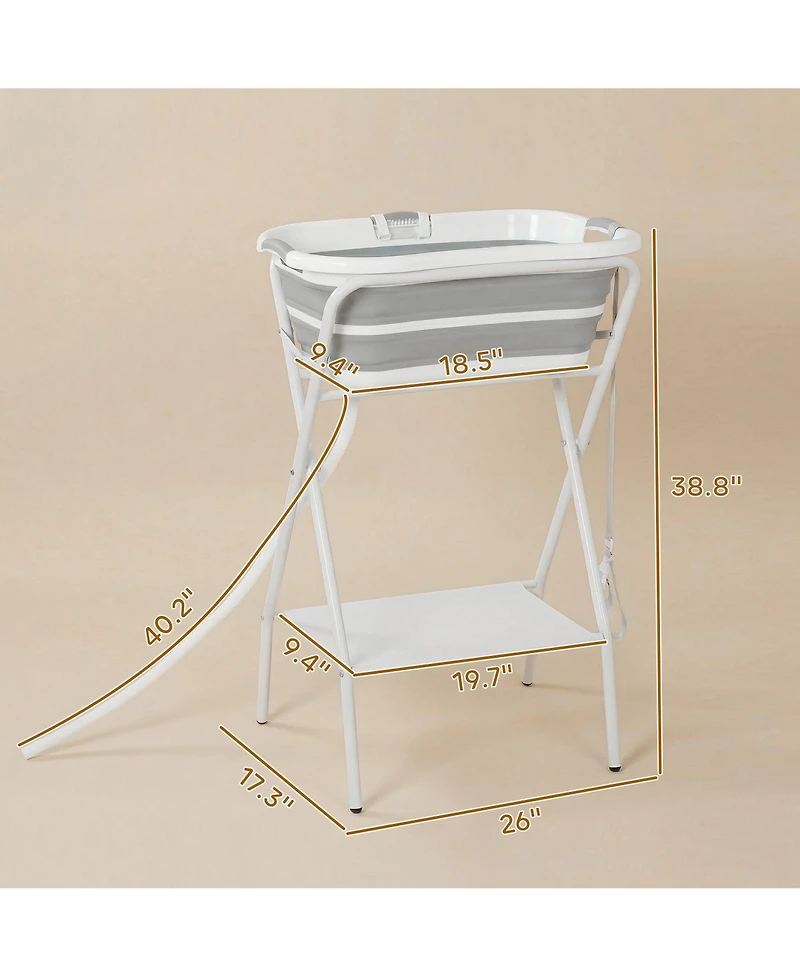 PawHut Dog Bath Tub Dog Washing Station Elevated Foldable