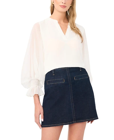 Vince Camuto Women's Split-Neck Long-Sleeve Top