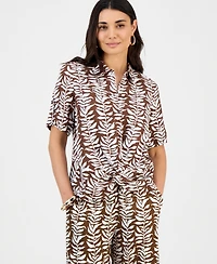 I.n.c. International Concepts Petite Printed Twist-Hem Top, Macy's Exclusive