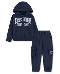 abercrombie kids Boys' Full-Zip Hoodie and Cargo Pants, 2-Piece Set