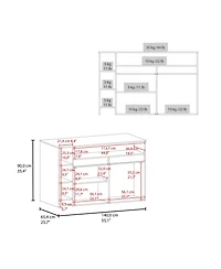 Fm Furniture Abril Kitchen Island with Storage Cabinet, Shelves and Appliance Space
