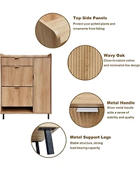 gaomon Shoe Storage Cabinet with 2 Flip Drawers Freestanding Shoe Metal Legs Wave Pattern Narrow Shoe Organizer C