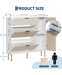 gaomon Shoe Storage Cabinet with with 2 Flip Drawers 1 Drawer 1 Side Cabinet Freestanding Narrow Rack with Metal Legs Farmhouse Slim Shoe Storage