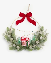 Holiday Lane Whimsy House in Greenery Led Half Wreath, Macy's Exclusive