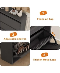 gaomon Shoe Cabinet with 3 Flip Drawers Wooden Cabinet with Adjustable Shelves Shoe Organizer for Entryway Hallway Living Room Black