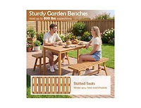 Slickblue Outdoor Acacia Wood Bench with Slatted Seat and 800 lbs Capacity