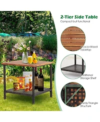 Gymax 5 Piece Outdoor Wicker Conversation Set Patio Rattan Sofa Set w/ Cushion Coffee Table