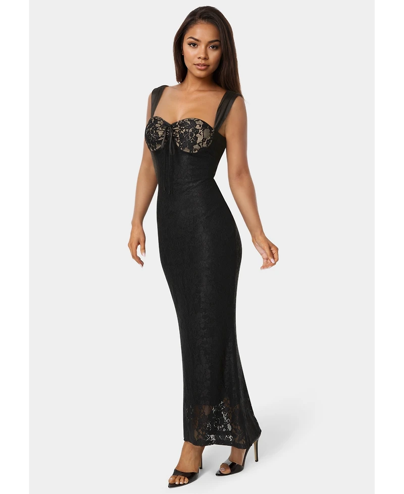 Bebe Women's Lace Bustier Midi Dress
