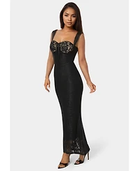 Bebe Women's Lace Bustier Midi Dress