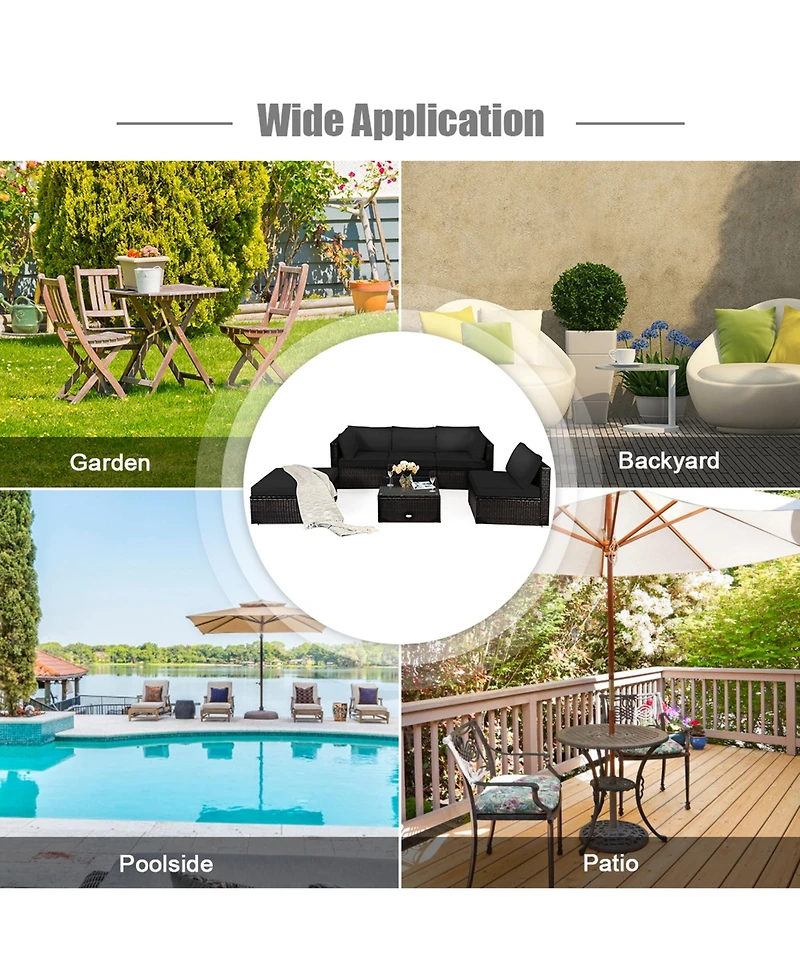 Gymax 6PCS Rattan Patio Sectional Sofa Set Outdoor Furniture Set w/ Cushions
